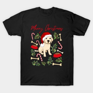 Merry Christmas Labrador puppy cute dog Seasons Greetings Tis The Season To Be Jolly T-Shirt